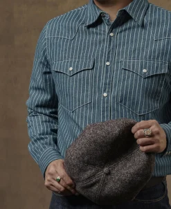 Sale Slim Fit Wabash Striped Indigo Western Shirt Long Sleeve Shirts | Shirts