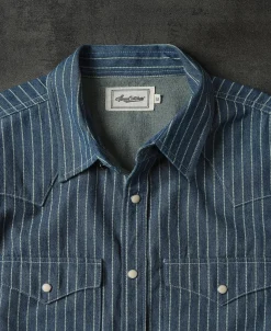 Sale Slim Fit Wabash Striped Indigo Western Shirt Long Sleeve Shirts | Shirts