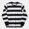 Fashion Slub Cotton Wide Striped Long Sleeve T-Shirt - Black/White Long Sleeve T-Shirts | T-shirts