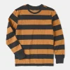 Outlet Slub Cotton Wide Striped Long Sleeve T-Shirt - Black/Orange Long Sleeve T-Shirts | T-shirts