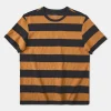 Hot Slub Cotton Wide Striped T-Shirt - Black/Orange Short Sleeve T-Shirts | T-shirts