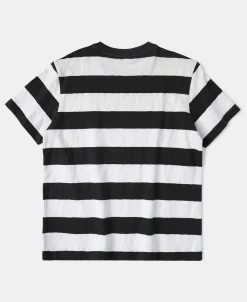 Clearance Slub Cotton Wide Striped T-Shirt - Black/White Short Sleeve T-Shirts | T-shirts