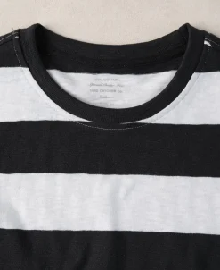 Fashion Slub Cotton Wide Striped Long Sleeve T-Shirt - Black/White Long Sleeve T-Shirts | T-shirts