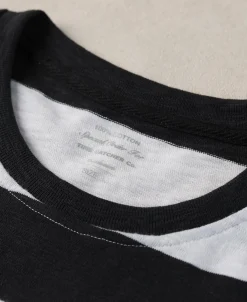 Fashion Slub Cotton Wide Striped Long Sleeve T-Shirt - Black/White Long Sleeve T-Shirts | T-shirts