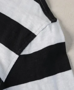 Fashion Slub Cotton Wide Striped Long Sleeve T-Shirt - Black/White Long Sleeve T-Shirts | T-shirts