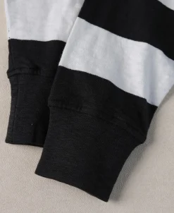 Fashion Slub Cotton Wide Striped Long Sleeve T-Shirt - Black/White Long Sleeve T-Shirts | T-shirts