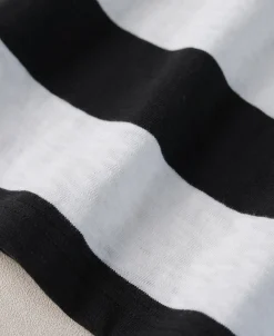 Fashion Slub Cotton Wide Striped Long Sleeve T-Shirt - Black/White Long Sleeve T-Shirts | T-shirts