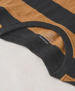 Outlet Slub Cotton Wide Striped Long Sleeve T-Shirt - Black/Orange Long Sleeve T-Shirts | T-shirts