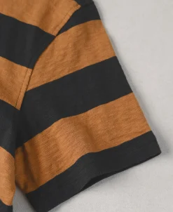Hot Slub Cotton Wide Striped T-Shirt - Black/Orange Short Sleeve T-Shirts | T-shirts