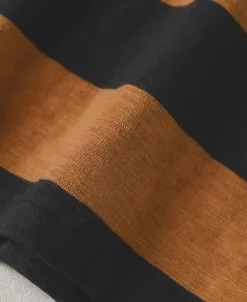 Hot Slub Cotton Wide Striped T-Shirt - Black/Orange Short Sleeve T-Shirts | T-shirts