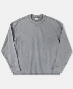 Best Suede Textured Drop Shoulder T-Shirt - Light Gray Long Sleeve T-Shirts | T-shirts