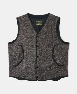 Best Tweed Herringbone V-Neck Vest - Brown Waistcoats