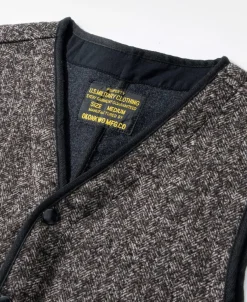 Best Tweed Herringbone V-Neck Vest - Brown Waistcoats