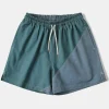 Fashion Two-Tone Beach Swim Trunks - Green/Iron Blue Shorts