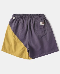 Hot Two-Tone Beach Swim Trunks - Purple/Mustard Shorts