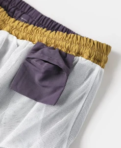 Hot Two-Tone Beach Swim Trunks - Purple/Mustard Shorts