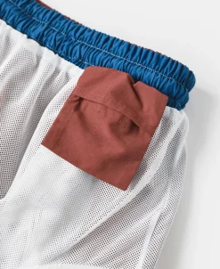 Best Two-Tone Beach Swim Trunks - Barn Red/Blue Shorts