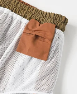Hot Two-Tone Beach Swim Trunks - Brown/Dark Yellow Shorts