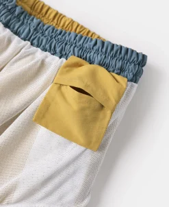 New Two-Tone Beach Swim Trunks - Yellow/Light Blue Shorts
