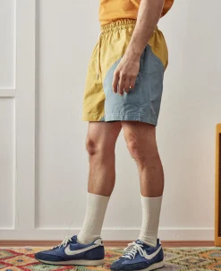 New Two-Tone Beach Swim Trunks - Yellow/Light Blue Shorts