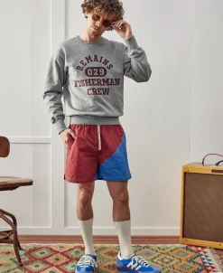 Best Two-Tone Beach Swim Trunks - Barn Red/Blue Shorts