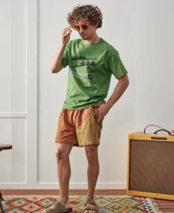Hot Two-Tone Beach Swim Trunks - Brown/Dark Yellow Shorts