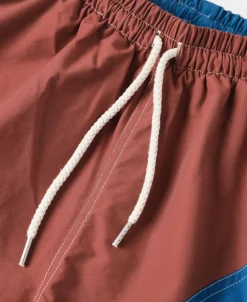 Best Two-Tone Beach Swim Trunks - Barn Red/Blue Shorts