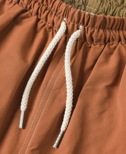 Hot Two-Tone Beach Swim Trunks - Brown/Dark Yellow Shorts