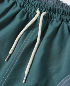 Fashion Two-Tone Beach Swim Trunks - Green/Iron Blue Shorts