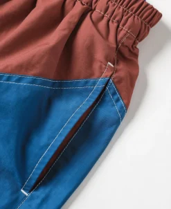 Best Two-Tone Beach Swim Trunks - Barn Red/Blue Shorts