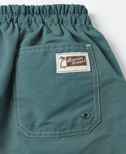 Fashion Two-Tone Beach Swim Trunks - Green/Iron Blue Shorts