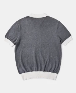 Online Two-Tone Johnny Collar Cotton Polo Shirt - White/Gray Knitwear&sweaters | Polo Shirts
