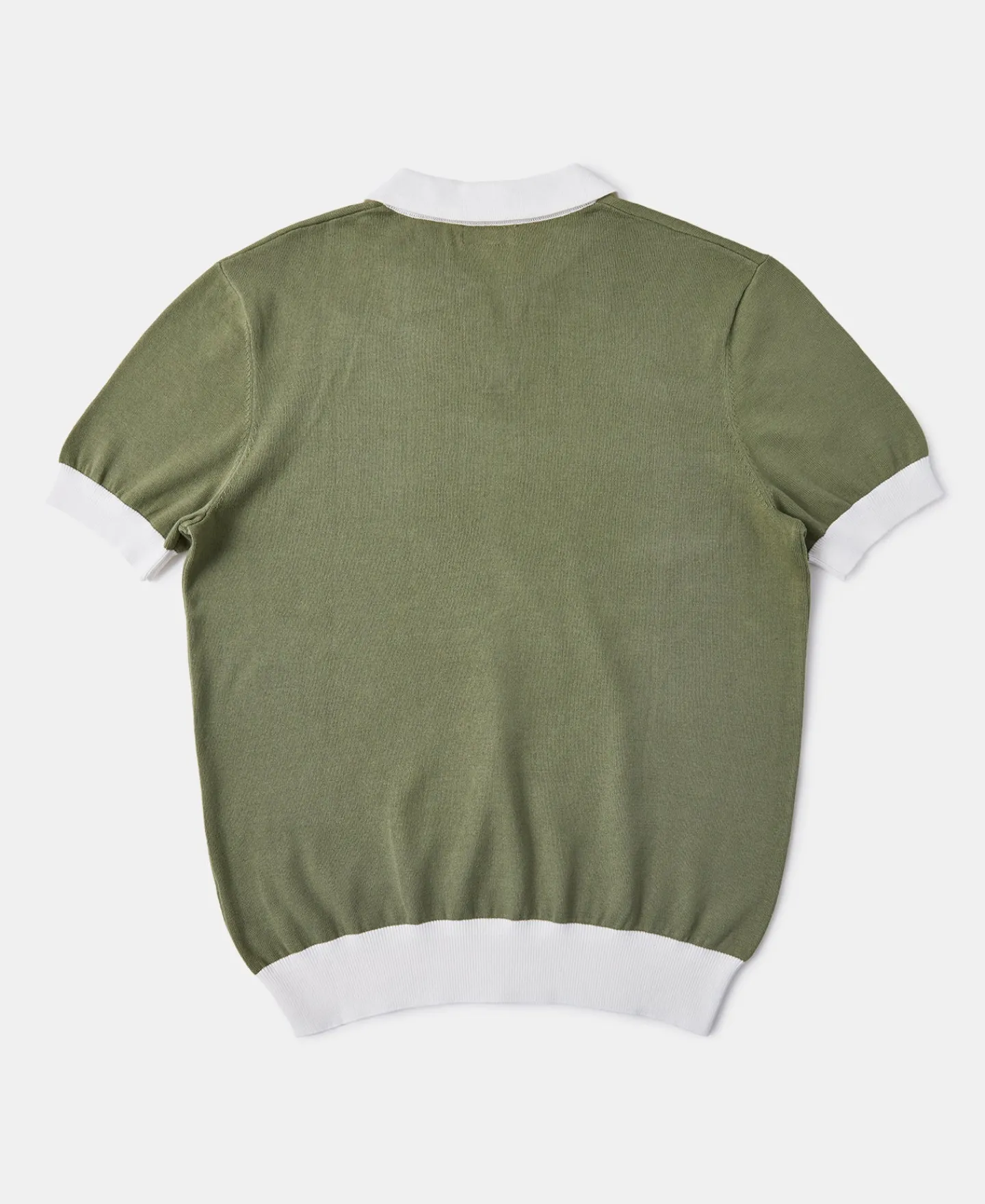 Fashion Two-Tone Johnny Collar Cotton Polo Shirt - White/Green Knitwear&sweaters | Polo Shirts