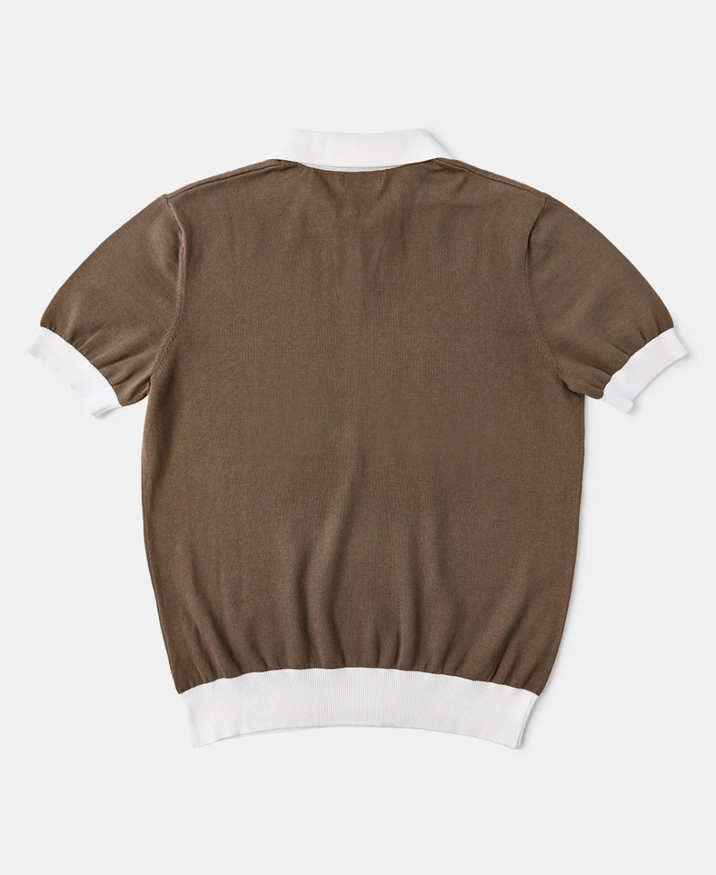 Hot Two-Tone Johnny Collar Cotton Polo Shirt - White/Brown Knitwear&sweaters | Polo Shirts