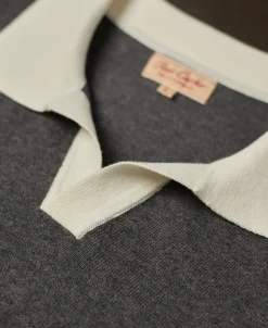 Online Two-Tone Johnny Collar Cotton Polo Shirt - White/Gray Knitwear&sweaters | Polo Shirts