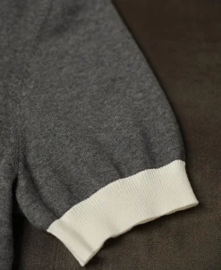 Online Two-Tone Johnny Collar Cotton Polo Shirt - White/Gray Knitwear&sweaters | Polo Shirts