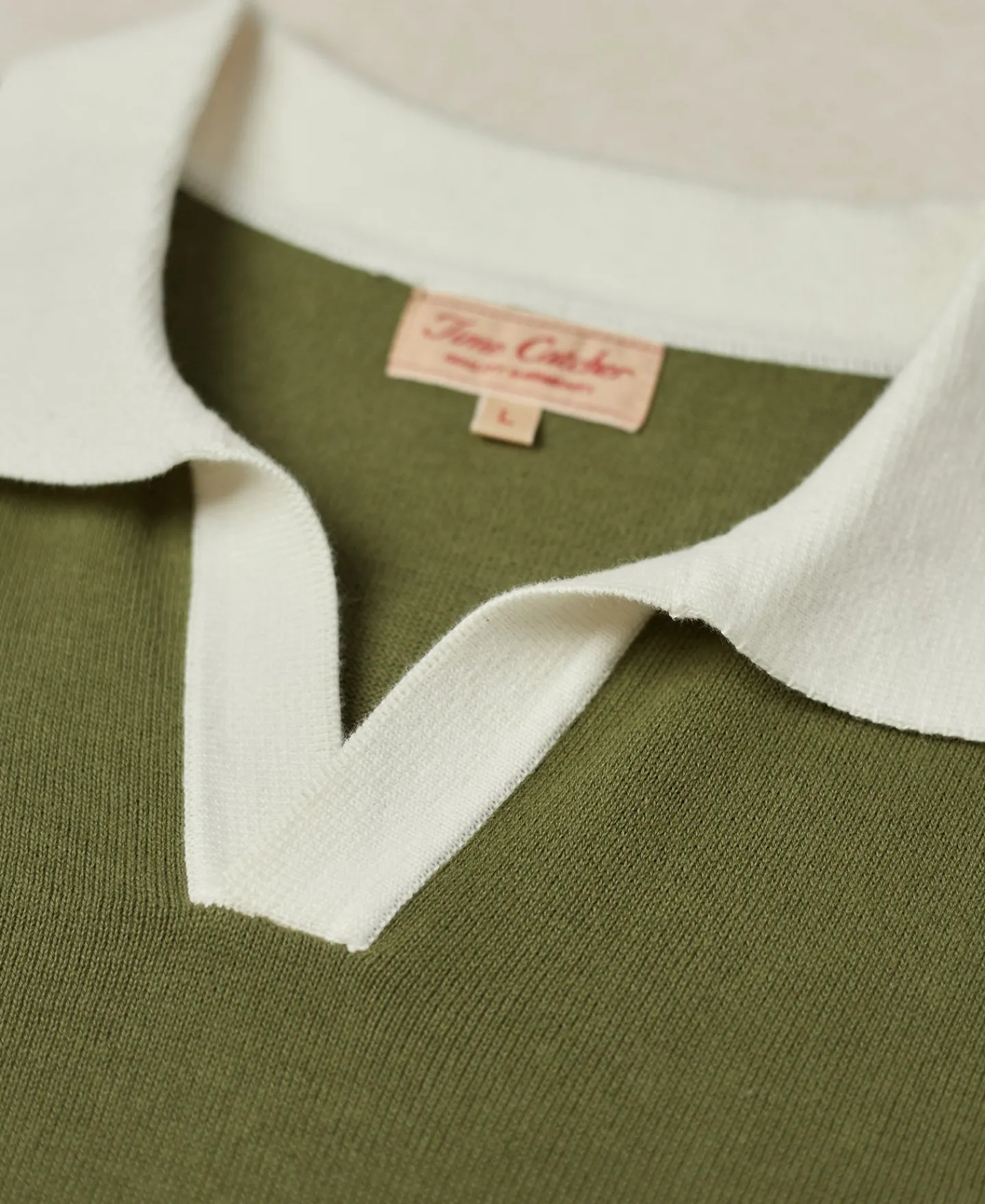 Fashion Two-Tone Johnny Collar Cotton Polo Shirt - White/Green Knitwear&sweaters | Polo Shirts