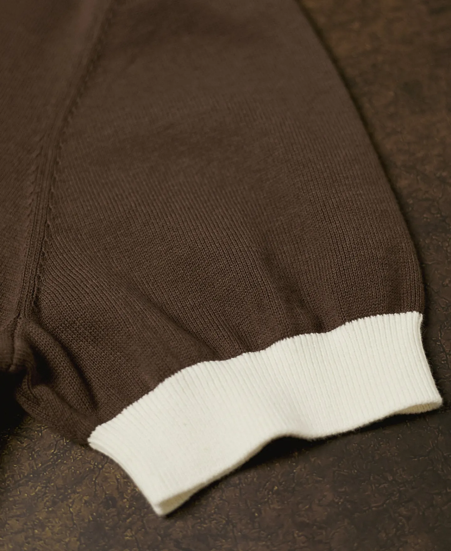 Hot Two-Tone Johnny Collar Cotton Polo Shirt - White/Brown Knitwear&sweaters | Polo Shirts