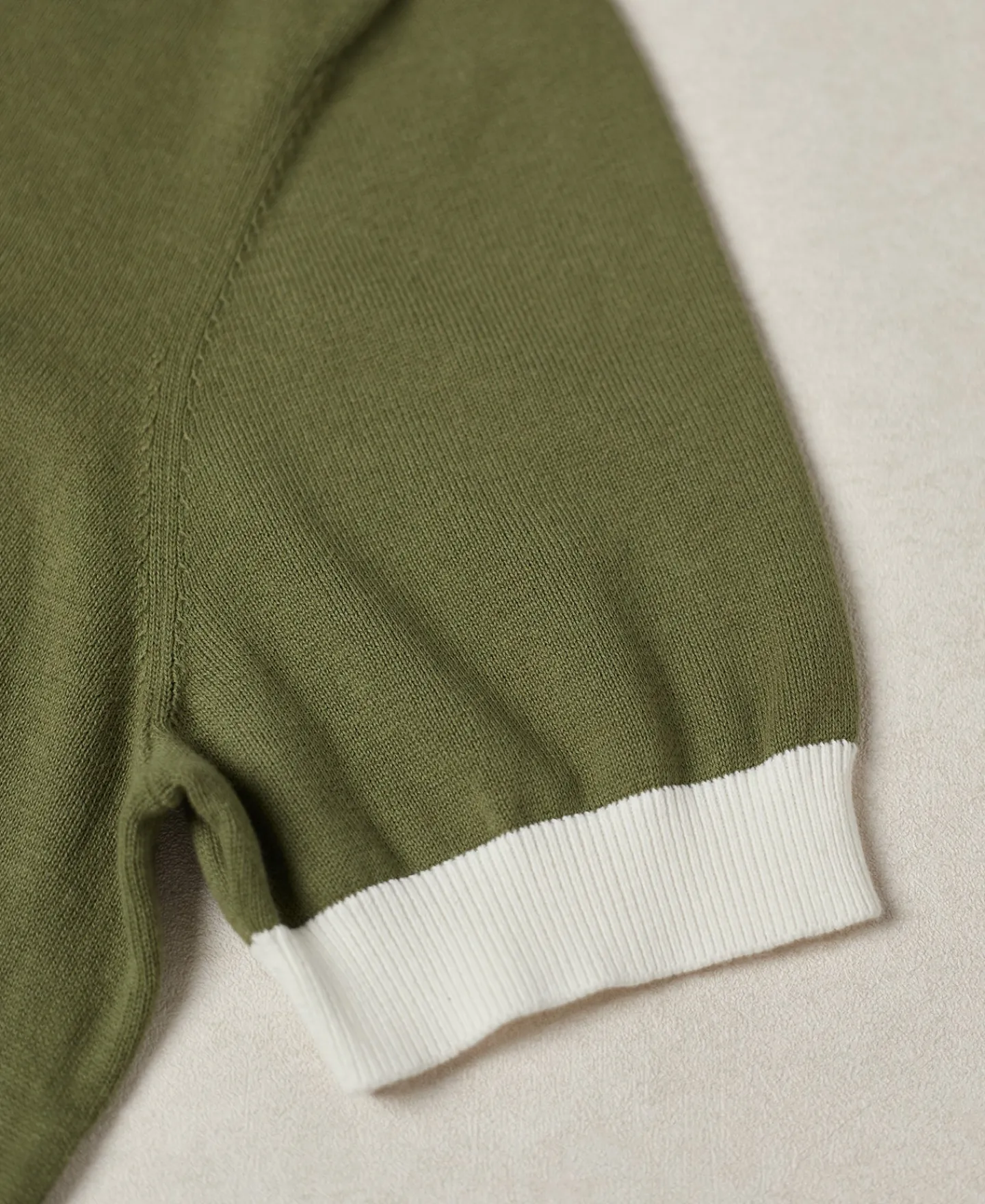 Fashion Two-Tone Johnny Collar Cotton Polo Shirt - White/Green Knitwear&sweaters | Polo Shirts