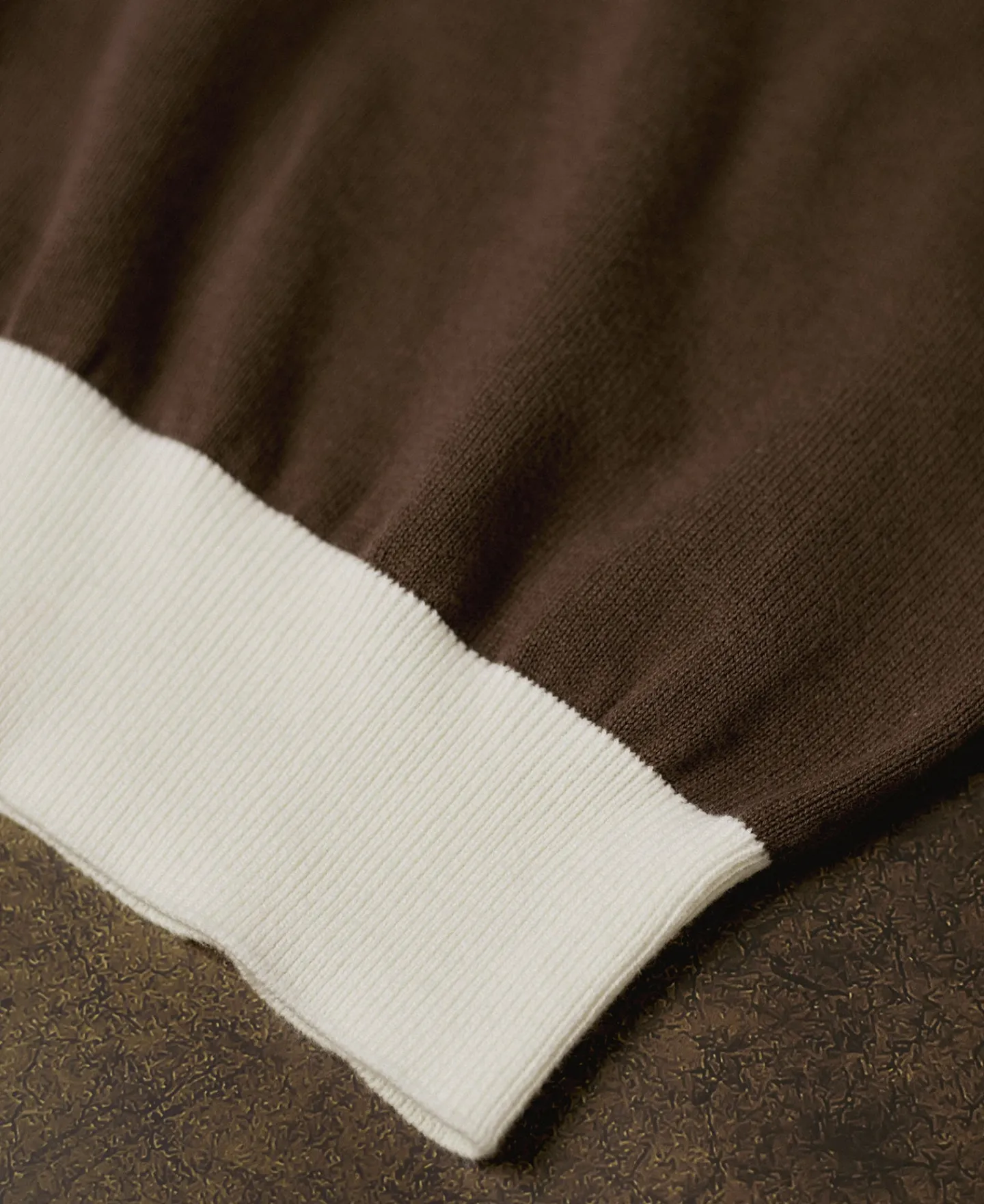 Hot Two-Tone Johnny Collar Cotton Polo Shirt - White/Brown Knitwear&sweaters | Polo Shirts