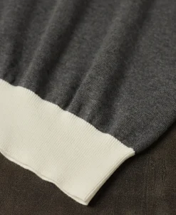 Online Two-Tone Johnny Collar Cotton Polo Shirt - White/Gray Knitwear&sweaters | Polo Shirts