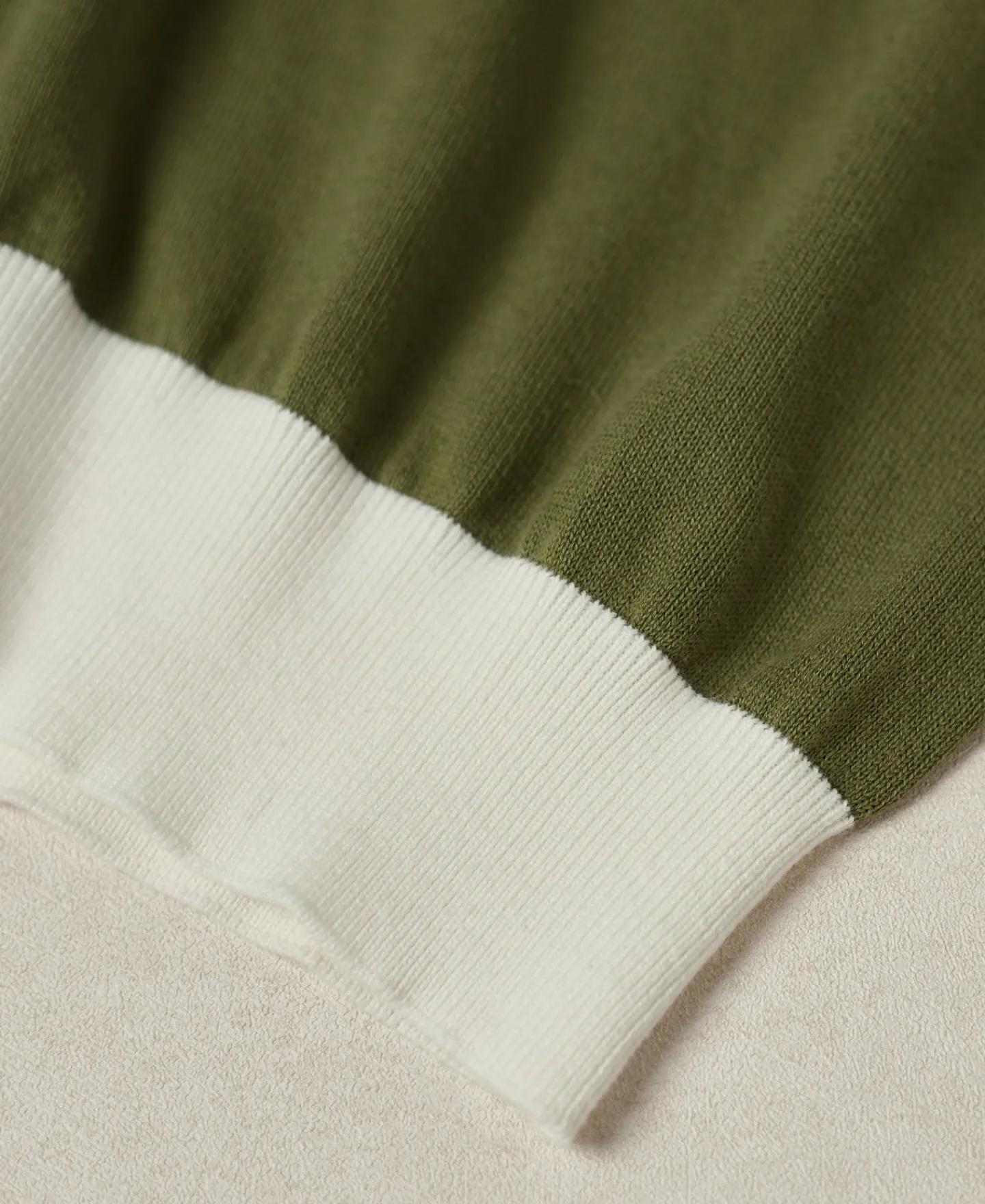 Fashion Two-Tone Johnny Collar Cotton Polo Shirt - White/Green Knitwear&sweaters | Polo Shirts