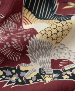 Hot Ukiyo-e Tiger & Crane Pattern Aloha Shirt - Wine Red Short Sleeve Shirts | Shirts