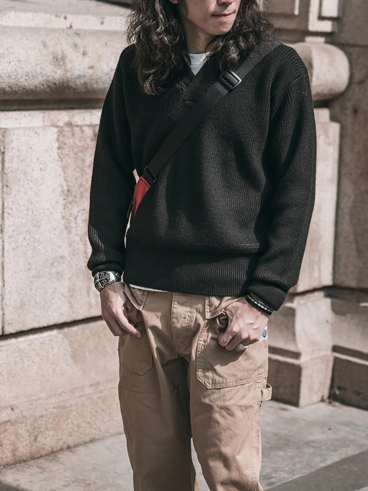 New USAAF Type A-1 V-neck Mechanics Sweater - Black Knitwear&sweaters