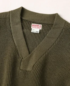 Sale USAAF Type A-1 V-neck Mechanics Sweater - Olive Knitwear&sweaters