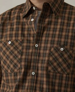 Hot 1942 Utility Plaid Workshirt - Brown Long Sleeve Shirts | Shirts