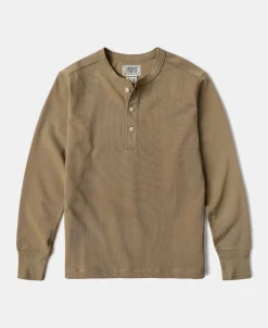 Best Vintage Long Sleeve Henley Shirt - Khaki Henleys | Long Sleeve T-Shirts