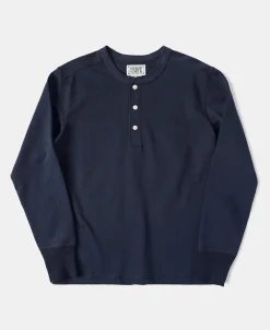 Outlet Vintage Long Sleeve Henley Shirt - Navy Henleys | Long Sleeve T-Shirts