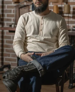 Sale Vintage Long Sleeve Henley Shirt - Apricot Henleys | Long Sleeve T-Shirts