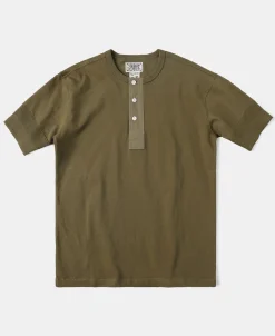 Outlet Vintage Short Sleeve Henley T-Shirt - Green Henleys | Short Sleeve T-Shirts